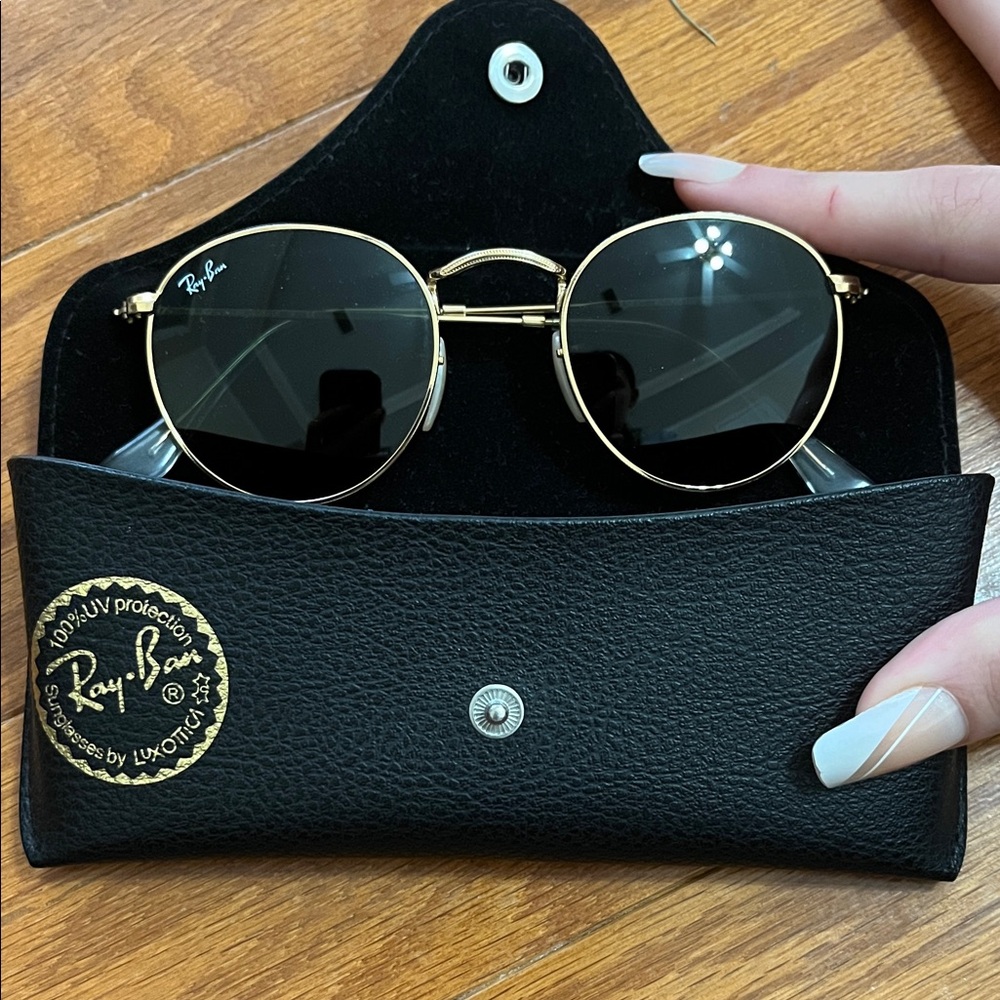 Ray-Ban Black Lens Gold Frame Sunglasses